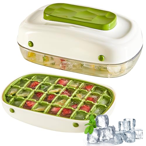 UptVin Eiswürfelform mit Deckel, Eiswürfelbehälter vom Presstyp für schnelle Eisfreigabe 32 Eiswürfel pro Form Eiswürfelbehälter mit deckel für Cocktails, Whiskey, Kaffee (Grün) von UptVin