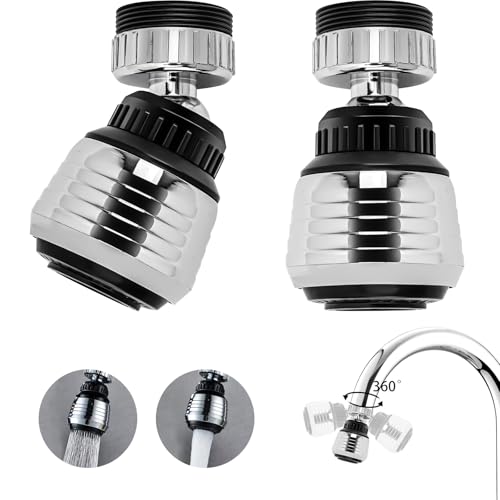 2 Stück Wasserhahn Aufsatz Küche, 360° Wasserhahn Strahlregler Aufsatz, 2 Modi Wasserhahn Luftsprudler mit Adaptern, Wasserhähne Siebfür (Silber) von UptVin
