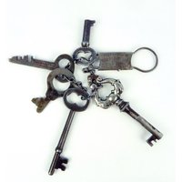 D7Jc 5 Vintage Skeleton Fassschlüssel An Metallkette Vorhängeschloss Nachlass Uhr Alte Werbekette D7Jc 5 Vintage Skeleton Fassschlüssel An Metallkette Vorhängeschloss Nachlass Uhr Alte Werbekette von UptownAntiques