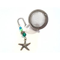 Strand Tee Sieb, Seestern Charm Mesh Ball Steeper, Ozeanblau Und Grün Kristall Perlen Loseblatt-Teesieb, Accessoires Geschenke Strand Tee Sieb, Seestern Charm Mesh Ball Steeper, Ozeanblau Und Grün Kristall Perlen Loseblatt-Teesieb, Accessoires Geschenke von UptownYvette