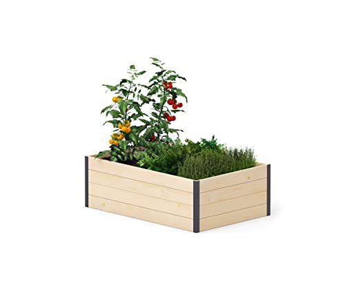 Upyard GardenBox Modern - modernes Hochbeet aus Holz - ergonomisches Hochbeet für Terrasse und Garten - Pflanzkasten für Gemüse und Kräuter, 120x80x40, Naturholz von Upyard