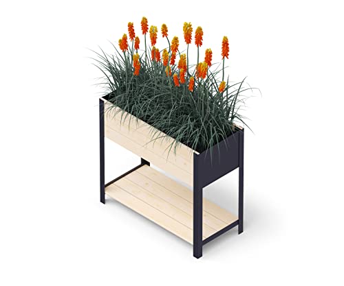 Upyard Holz Hochbeet für Garten, Terrasse und Balkon - Blumenkasten mit Innenvlies und wasserdichter Kunststoffeinlage - Pflanzkasten für Innen- und Außenbereich, 78x36x72, Natur von Upyard