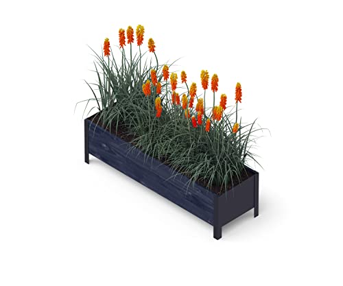 Upyard Holz Hochbeet für Garten, Terrasse und Balkon - Blumenkasten mit Innenvlies und wasserdichter Kunststoffeinlage - Pflanzkasten für Innen- und Außenbereich, 118x36x32, Schwarz von Upyard