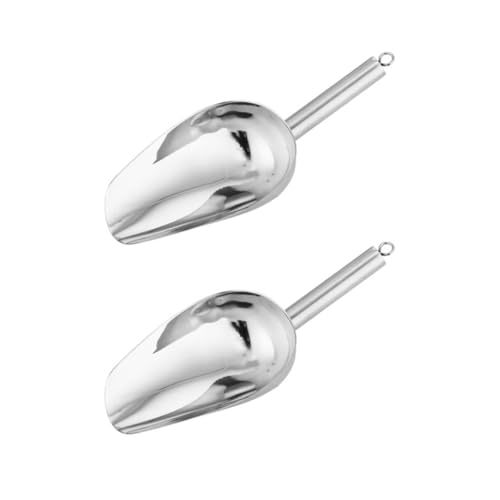 2 Stück Edelstahl-Eisschaufeln mit ergonomischem Griff, effiziente Schaufel für Eis, Getreide, Nuss-Schaufel, Handlingwerkzeug mit Haken, ergonomische Schaufeln für Mehl und Getreide von Uqezagpa