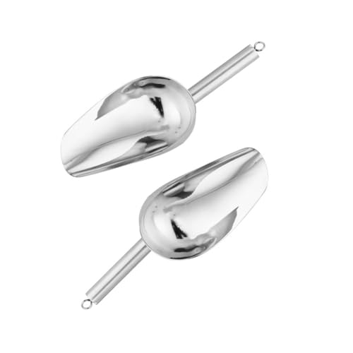 2 Stück Edelstahl-Eisschaufeln mit ergonomischem Griff, effiziente Schaufel für Eis, Getreide, Nuss-Schaufel, Handlingwerkzeug mit Haken, ergonomische Schaufeln für Mehl und Getreide von Uqezagpa