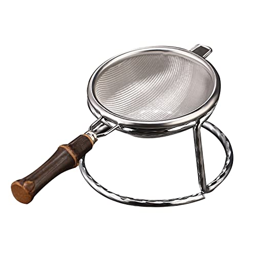 304 Edelstahl Teefilter mit Griff Metall Tasse Sieb mit Halterung Chinesisches traditionelles Kungfu Tee Zubehör Metall Tasse Sieb Griff Teekanne Lose Blätter Gewürze Filter Küchenwerkzeug Gadget von Uqezagpa