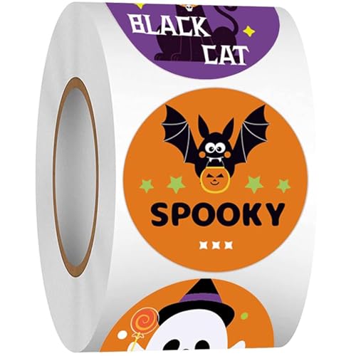500 Stück/Rolle Halloween Süßigkeitentüten-Aufkleber, dekorative Verschlüsse, Siegel-Etiketten, Umschlag, Paster mit starker selbstklebender Rückseite, für Halloween, Süßigkeitentüten, Siegeletiketten 500 Stück/Rolle Halloween Süßigkeitentüten-Aufkleber, dekorative Verschlüsse, Siegel-Etiketten, Umschlag, Paster mit starker selbstklebender Rückseite, für Halloween, Süßigkeitentüten, Siegeletiketten von Uqezagpa