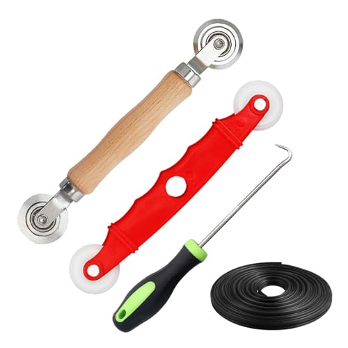 Bildschirm-Reparatur-Set, 4-in-1-Rollenwerkzeug mit Lager und Entfernungshaken zum Installieren/Ersetzen von Türfenstern, Fensterscheiben, Fensterscheiben von Uqezagpa