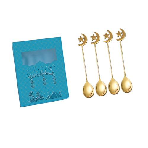 Elegantes Edelstahl-Besteck-Set, Essutensilien, praktischer Rührlöffel/Gabel für Eid und Feiertage, Partys, Kaffee-Rührlöffel, 4-teilig von Uqezagpa
