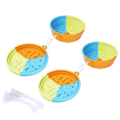 Faltbarer Futternapf für Hunde, rutschfest, mit Haken, Futterbehälter, Schüssel für Katzen, Hunde, Haustiere, Reiseplatte, faltbarer Hund, 2 Stück von Uqezagpa