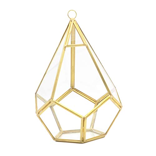 Geometrischer Glas-Terrariumkasten, handgefertigt, fünfseitig, Rautenglas, Tischplatte, Übertopf mit Schaukel für Blumentopf-Sets im Innenbereich von Uqezagpa