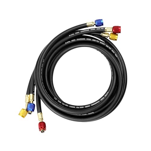 HVAC Krümmerschlauch HVAC Ladeschläuche mit Ventilen und 4 Messingadaptern für R134A R410A R22 Systemadapter Zubehör von Uqezagpa