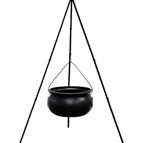 Hexenkessel auf Stativ mit Lichtern Schüssel Süßigkeiteneimer Dekoration Halloween Party Outdoor geeignet für Zuhause Veranda grün beleuchteter Topf Erwachsenenbedarf Halloween-Dekoration Metallkessel von Uqezagpa