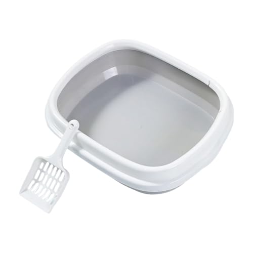 Katzentoilette mit hoher Seite, halb geschlossen, mit abnehmbarer Pfanne, Toilettenschale für verschiedene Größen, geschlossene ovale Haustiertoilette mit Schaufel Katzentoilette mit hoher Seite, halb geschlossen, mit abnehmbarer Pfanne, Toilettenschale für verschiedene Größen, geschlossene ovale Haustiertoilette mit Schaufel von Uqezagpa