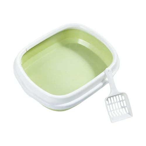 Katzentoilette mit hoher Seite, halb geschlossen, mit abnehmbarer Pfanne, Toilettenschale für verschiedene Größen, geschlossene ovale Haustiertoilette mit Schaufel von Uqezagpa