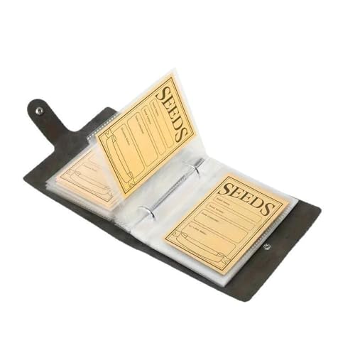 Luxuriöser Aufbewahrungs-Organizer aus PU-Leder mit Metallverschluss und 50 automatisch verschließbaren Umschlägen für Gartenarbeit, Sammlerstücke, Papierumschläge mit Etiketten von Uqezagpa