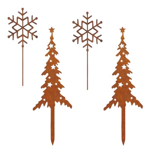 Metall-Weihnachtsgartendekoration für Blumentöpfe, Hofdekorationen, Hofpfähle, Weihnachtsdekorationen für Garten, Rasen, Outdoor, Urlaub von Uqezagpa