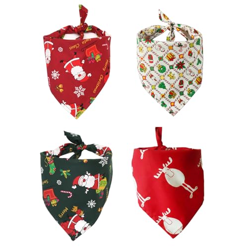 Set mit 4 bequemen Baumwoll-Hundeschals, saugfähige Speicheltücher für Haustiere während der Festivalsaison, leicht zu reinigen, für Hunde, Katzen, saugfähiges Handtuch von Uqezagpa