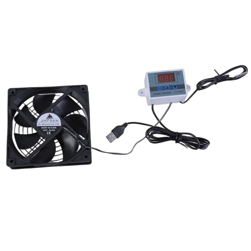 Uqezagpa 120 mm USB-betriebener leiser Lüfter mit Thermostatsteuerung für effiziente Kühlung in Schränken, verstellbarer Thermostat-Lüfter von Uqezagpa