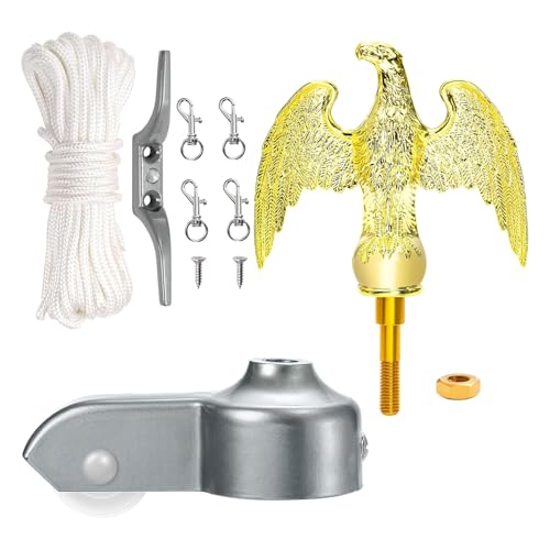 Uqezagpa 15 m langes Halyard Seil 16,5 cm Vogel-Metall-Rotations-Schnapp-Clips Aluminium-Fahnenmast LKW mit Riemenscheibe für Top-Standard-Montage von Uqezagpa