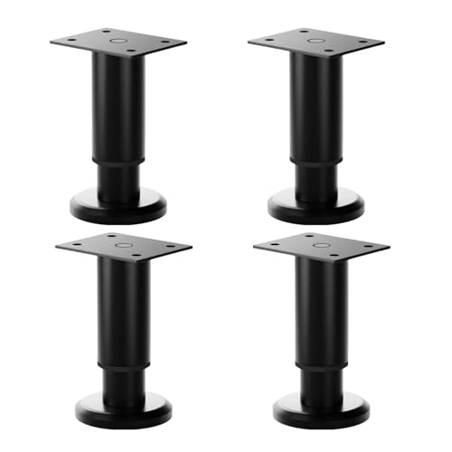 Uqezagpa 4 x robuste, ausziehbare Möbelstützen, rutschfest, schwarze Nivellierfüße, Möbelbeine für Tische, Stühle und Sofas, einfache Installation, Betterhöhung von Uqezagpa