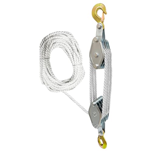 Uqezagpa Block and Tackle Seilrolle Hebezeug Hebekraft Multifunktional Heavy Duty Riemenscheibe Werkzeug Metallscheibe inkl von Uqezagpa