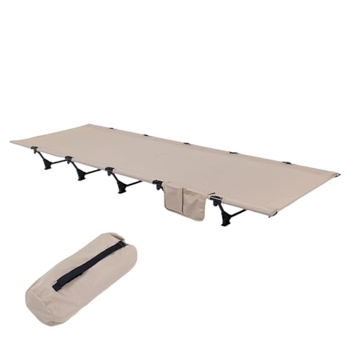 Uqezagpa Einzel-Campingbett für Erwachsene, strapazierfähig, 150 kg breit, Klappbett, Aluminiumlegierung, faltbares Campingbett mit Tragetasche von Uqezagpa