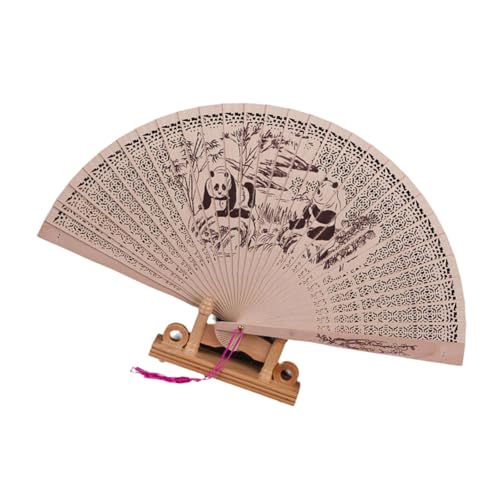 Uqezagpa Exquisites chinesischer Kultur-Handventilator, dekorativer Holz-Faltventilator mit detaillierter Schnitzerei, als Geschenk und Dekoration, dekoratives Geschenk von Uqezagpa