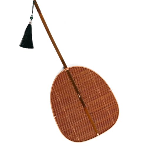 Uqezagpa Handgefertigter Handventilator, kühlend, chinesischer Stil, Bambus-Fächer mit langem Griff, für Cosplays, Tänze, Party, handgewebt von Uqezagpa