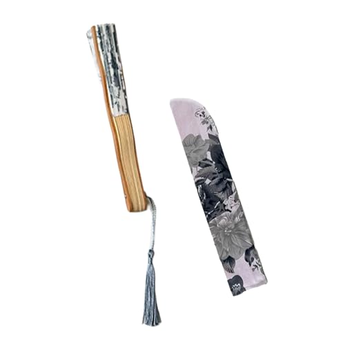 Uqezagpa Handventilator mit traditionellem Seidenstoff und Bambusrahmen mit chinesischem Blumenmuster für Fotografie und kulturelle Veranstaltungen, orientalisches Thema von Uqezagpa
