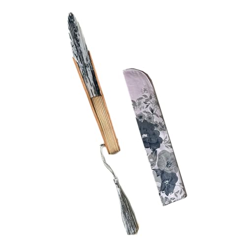 Uqezagpa Handventilator mit traditionellem Seidenstoff und Bambusrahmen mit chinesischem Blumenmuster für Fotografie und kulturelle Veranstaltungen, orientalisches Thema von Uqezagpa