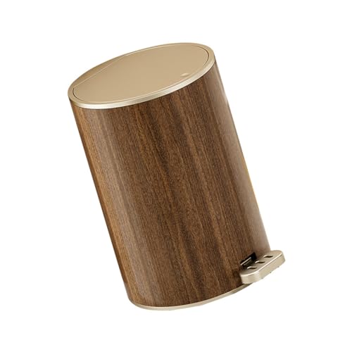 Uqezagpa Mülldose Holzmuster Abfallbehälter Versiegelter Mülleimer Mit Deckel Für Wohnzimmer Schlafzimmer Küche Oder Büroschlupfresistent Küchenmüll Can von Uqezagpa
