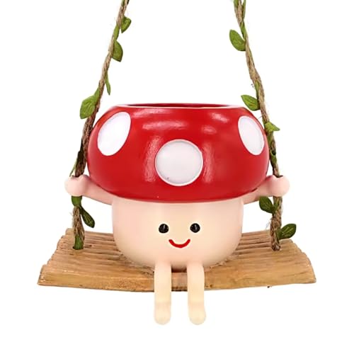 Uqezagpa Pilz Themenschwung Pflanzer Haltbarkeit Harz Hängende Blumentöpfe Für Heimgärten Dekoration Freien Freien Pilzform Pflanzentopf von Uqezagpa