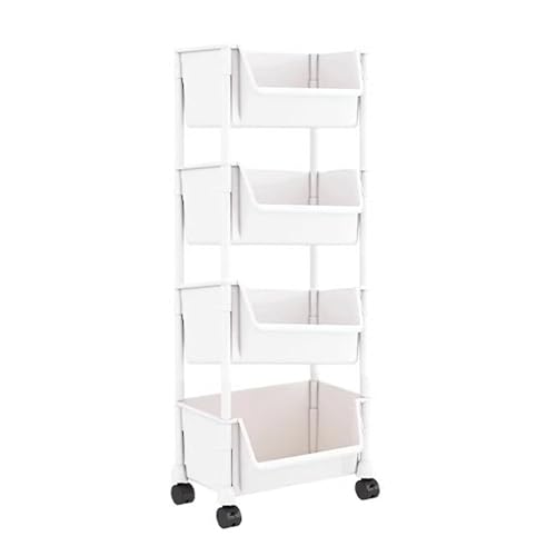 Uqezagpa Platzsparendes Bücherregal, praktischer, beweglicher Aufbewahrungsständer, Regal mit Radschlössern für das Wohnen von Uqezagpa