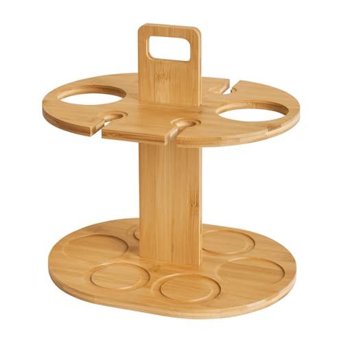 Uqezagpa Stabiles Bambus-Weinregal mit Glashalter, platzsparende Designs, Flasche und Glas von Uqezagpa