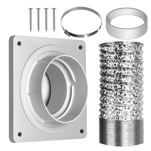 Uqezagpa Trocknerentlüftungsanschluss-Set, Trocknerentlüftung, Wandplattenadapter mit Schnellverbinder, K-Set für Waschmaschine, platzsparend Uqezagpa Trocknerentlüftungsanschluss-Set, Trocknerentlüftung, Wandplattenadapter mit Schnellverbinder, K-Set für Waschmaschine, platzsparend von Uqezagpa
