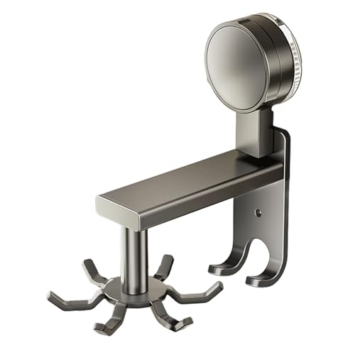 Uqezagpa Wandmontiertes Küchenutensilienregal, um 360 Grad drehbar, Klebehaken, Küchenhelfer für effiziente, platzsparende Aufbewahrung, Aluminium-Haken von Uqezagpa