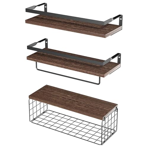 Uqezagpa Wandmontiertes Schweberegal mit Korb, Holz über WC-Aufbewahrungsregal, praktisches Badezimmer, Schlafzimmer, Küche Uqezagpa Wandmontiertes Schweberegal mit Korb, Holz über WC-Aufbewahrungsregal, praktisches Badezimmer, Schlafzimmer, Küche von Uqezagpa