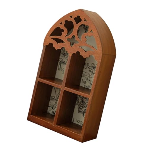 Uqezagpa Wandregal aus Holz mit Kristallakzenten, aufwendiges Blatt-Design für viktorianische Heimdekoration für Freunde, mehrschichtiges Wandregal aus Holz von Uqezagpa
