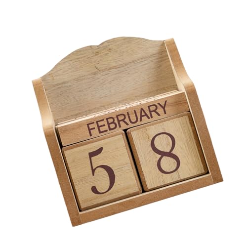 Uqezagpa Vintage Design Holz Permanent Kalender Einstellbares Datum Month Display Block Home Office Schreibtisch Dekore Fotografie Requisiten Holz Vintage Block Permanent Kalender von Uqezagpa