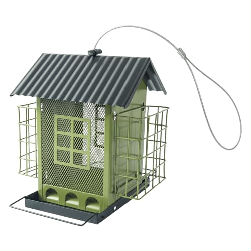 Vogelfutterspender aus rostfreiem Metall, 360° drehbarer Haken, große Kapazität, Futterspender für Garten, Wildtierbeobachtung, transparent, Vogel Vogelfutterspender aus rostfreiem Metall, 360° drehbarer Haken, große Kapazität, Futterspender für Garten, Wildtierbeobachtung, transparent, Vogel von Uqezagpa