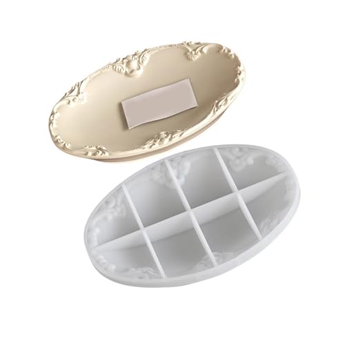 Wiederverwendbare Silikonform für ovale, runde, quadratische dekorative Tabletts, geprägte Schmuck-Displayplatte, dekorative Harz-Tablett-Form Wiederverwendbare Silikonform für ovale, runde, quadratische dekorative Tabletts, geprägte Schmuck-Displayplatte, dekorative Harz-Tablett-Form von Uqezagpa