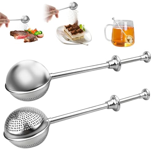 2 Stück Teezange, Teesieb für Losen Tee mit Teleskopgriff, Teeei 304 Edelstahl, Teesieb Teebeutel, Teezange, Tee Sieb, Tea Infuser, Edelstahl-Mehlsieb-Staubwedel für Kakaopulver, Gewürze, Rose von Uqingo