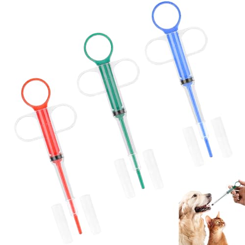 3 Stück Tablettengeber für Katzen, Medikamenten-Feeder Pet Pusher Spritze Pillenspender, Katze Tabletteneingeber,Tabletten Eingabehilfe Katze, Silikon Versteck Feeders Spritze Assistent für Pet Pille von Uqingo