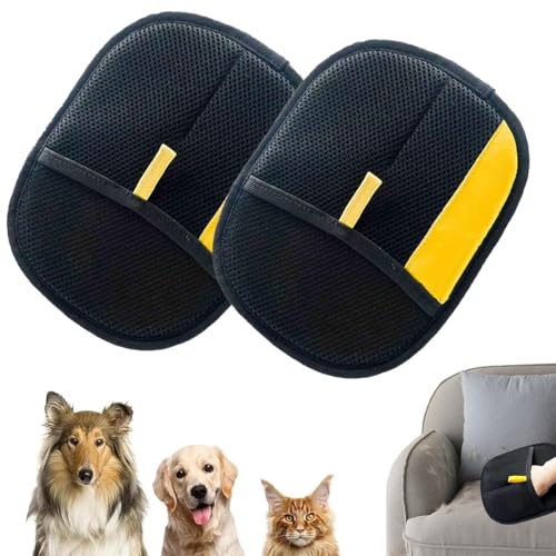 Uqingo 2 Stück Fellmagnet Handschuh, Statische Tierhaarentfernungshandschuhe, Fellhandschuhe Katze, Handschuhe Doppelseitige, Fellpflege-Handschuhe für Glattes Und Gesundes Fell Haustier Für Kleidung von Uqingo