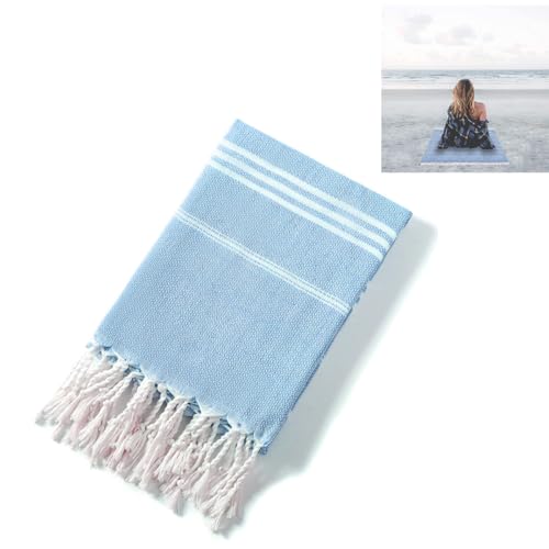 Uqingo Strandtuch, Hamamtuch, 100% Bio-Baumwolle 90 x 180cm Gestreift Badetuch, Duschtuch, Saugstark Schnelltrocknend Badehandtuch fur Saunahandtuch Damen, Sauna, Wellness, Spa (Himmelblau) von Uqingo