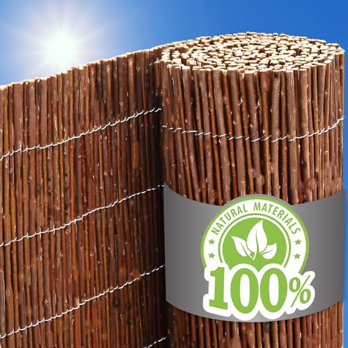 urfence Deine Oase: 100x500 Balkon Sichtschutz Gartenzaun Weidenzaun - Balkonverkleidung Wetterfest - Sichtschutzmatte Weide Sonnenschutz Sichtschutzzaun Garten Terrasse Weidenmatte Rollzaun Holzzaun von UrFence