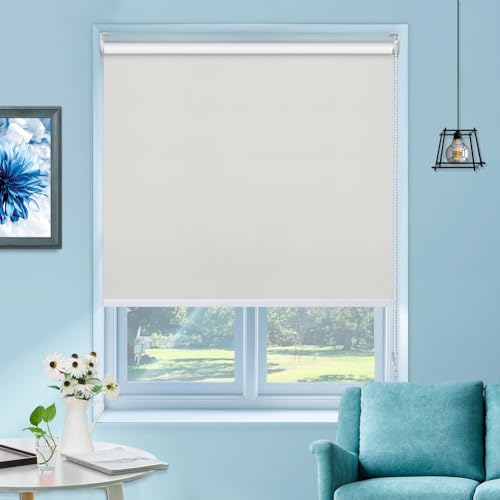 UrMoon Verdunkelungsrollo mit Bohren für Fenster, Rollo Doppelrollo für Sicht-und Sonnenschutz Wand-und Deckenmontag Fensterrollo (Beige, 115cm W x 160cm H) von UrMoon