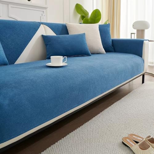 UracOn Sofaschoner rutschfest - Sofaschutz Für Haustier Katze Hunde - Universal 1 2 3 4 Sitzer Sofabezug u Form Couch - Geeignet für alle Jahreszeiten (Blau - 90 x 210 cm) von UracOn