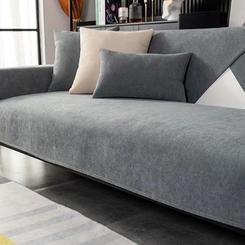 UracOn Sofabezug - Ultra Weicher Sofaschoner rutschfest - Universal 1 2 3 4 Sitzer Sofabezug u Form Couch überwurfdecke - Geeignet für alle Jahreszeiten (Hellgrau - 110 x 240 cm) von UracOn